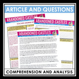 Nonfiction Reading Comprehension Article and Activities - Abandoned Castles