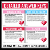 Valentine’s Day Poetry Assignments - Break Up Song Lyrics Analysis Activities
