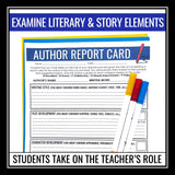Author Report Card Assignment for Any Novel or Short Story - Story Elements