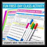 Back to School Rules Activity - Decoding Class Rules Written in Pig Latin