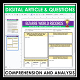 Nonfiction Reading Comprehension Digital Article & Activities - World Records