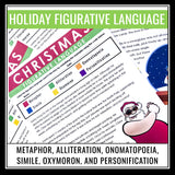 Christmas Figurative Language Stories Assignments -  Literary Devices Activity