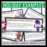 Christmas Figurative Language Activity - Literary Devices Holiday Task Cards