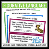 Christmas Figurative Language Writing Task Cards - Holiday Writing Prompts