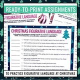 Christmas Figurative Language Assignments - Literary Devices Holiday Activity