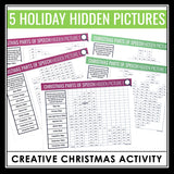 Christmas Parts of Speech Activity - Coloring Hidden Holiday Mystery Pictures