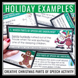 Christmas Parts of Speech Task Cards Activity - Labeling Holiday Parts of Speech