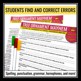 Christmas Grammar Worksheet Assignment Grammar Activity - Tree Ornaments
