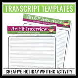 Christmas Writing Assignment - Elf Interview Holiday Winter Writing Activity
