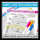 Close Reading Annotation Lesson - Presentation & Annotating Passage Assignment