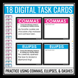 Comma, Ellipsis, & Dash Punctuation - Digital Grammar Lesson & Assignments