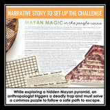 Commas in a Series Grammar Activity Escape Room Challenge, Presentation, & Quiz