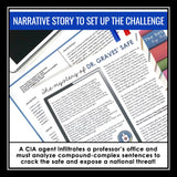 Compound-Complex Sentence Type Grammar Activity Escape Challenge, Slides, & Quiz