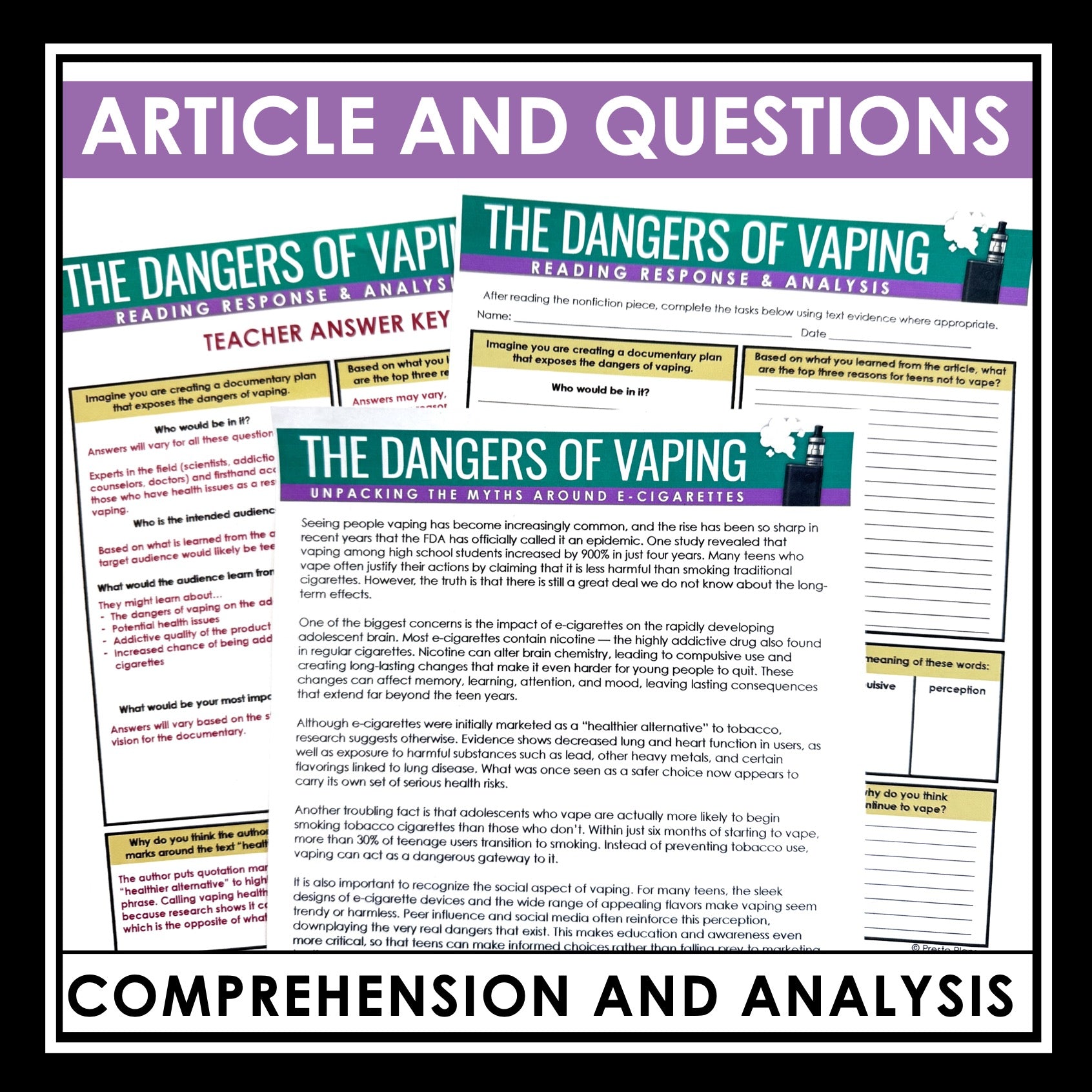 Nonfiction Reading Comprehension Article & Activities