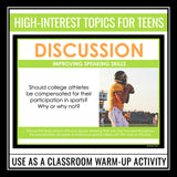 Discussion Prompts Speaking Activity for Middle or High - Presentation Slides