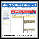 Nonfiction Reading Comprehension Digital Activities - Do Opposites Attract?