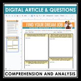 Nonfiction Reading Comprehension Digital Activities - Find Your Dream Job