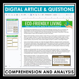 Nonfiction Reading Comprehension Digital Activities - Eco-Friendly Living