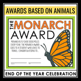 End of the Year Awards - Animal Edition Student Award Certificates