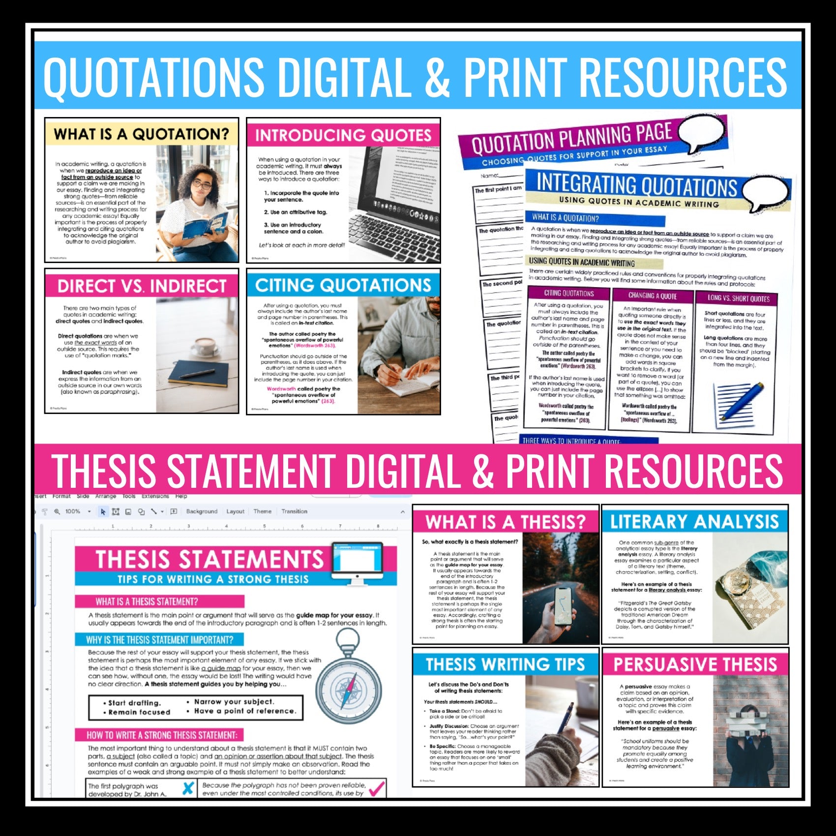 Essay Writing Unit - Slides, Organizers & Assignments - Digital
