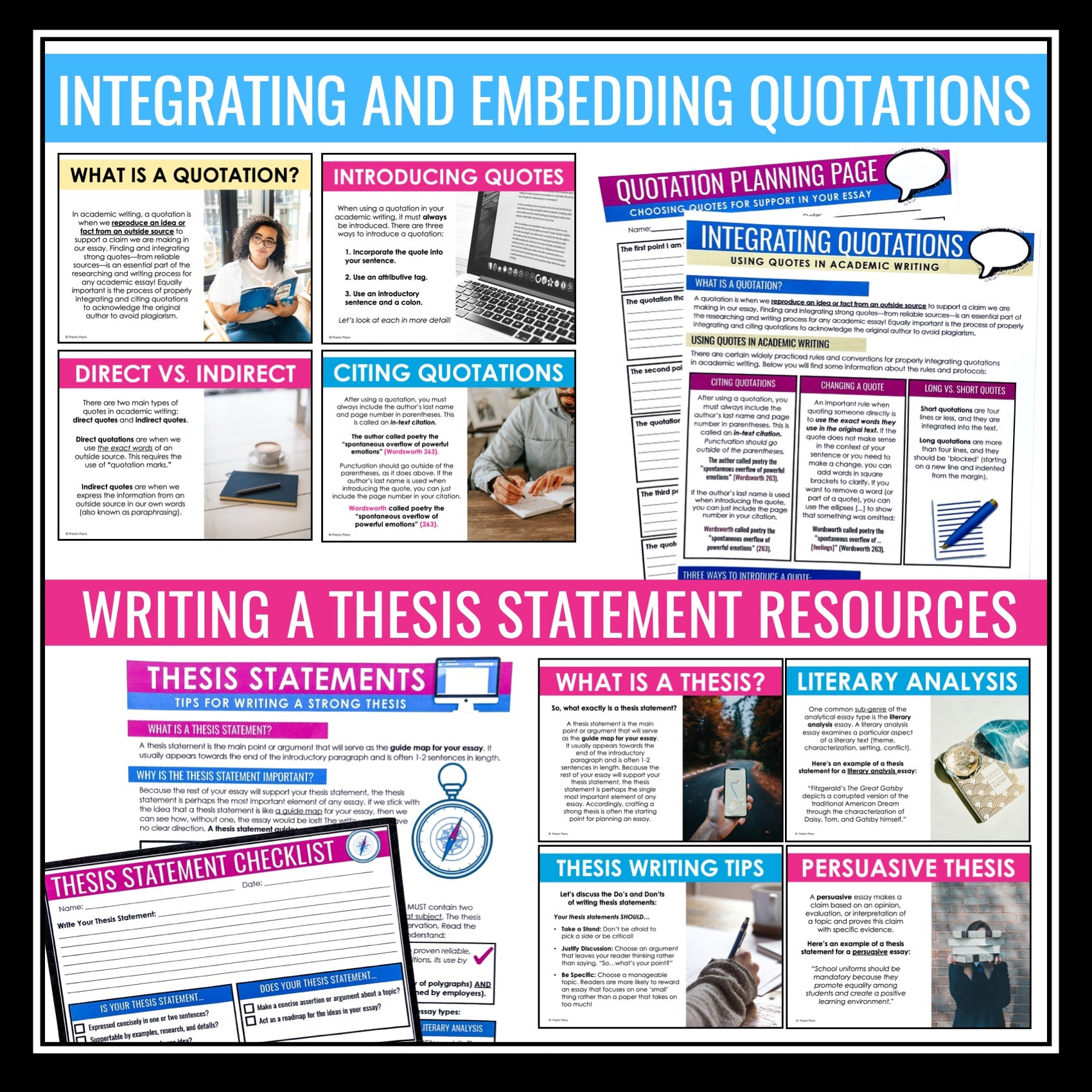 Essay Writing Unit - Presentations, Handouts, Graphic Organizers 