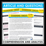 Nonfiction Reading Comprehension Article and Activities - History of Emojis