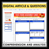Nonfiction Reading Comprehension Digital Activities - Fast Food Assembly Lines