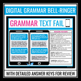Grammar Digital Bell-Ringers and Task Cards  - Editing Grammar in Text Messages