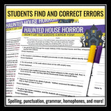 Halloween Grammar Worksheet Assignment - Grammar Activity - Haunted House
