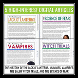 Halloween Reading Comprehension Bundle Digital Nonfiction Articles & Assignments