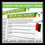 Halloween Grammar Worksheet Assignment - Grammar Activity - Trick or Treat
