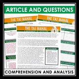 Nonfiction Reading Comprehension Article and Activities - The Taj Mahal