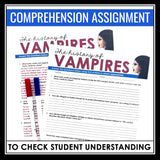 Halloween Reading Comprehension Vampires Nonfiction Article & Assignment
