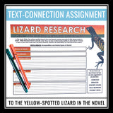 Holes Lizard Research Assignment - Nonfiction Novel Activity - Louis Sachar