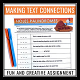 Holes Activity - Palindrome Creative Assignment for Louis Sachar's Novel