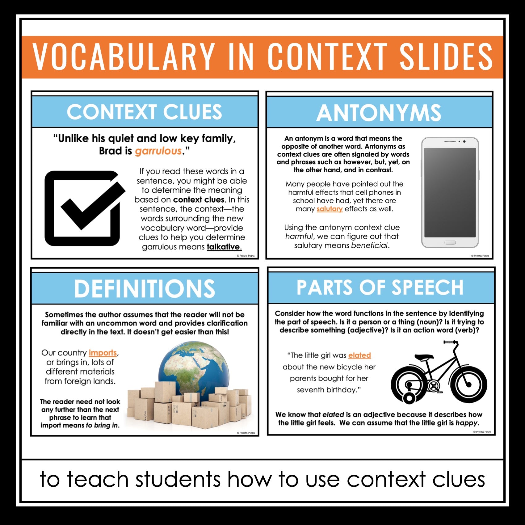 Holes Vocabulary Booklet, Presentation, & Answer Key Definitions