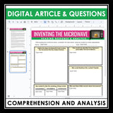 Nonfiction Reading Comprehension Digital Activities - Microwave Invention