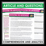 Nonfiction Reading Comprehension Article and Activities - Microwave Invention