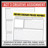 Julius Caesar Police Report Creative Writing Assignment for Shakespeare's Play