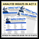 Julius Caesar Activity - Shakespeare Insult Battle of Philippi Act 5 Class Game