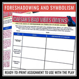 Julius Caesar Symbolism and Foreshadowing Omens Assignment - Shakespeare's Play