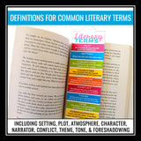 Literary Devices Bookmarks - Literary Terms and Story Elements Reference