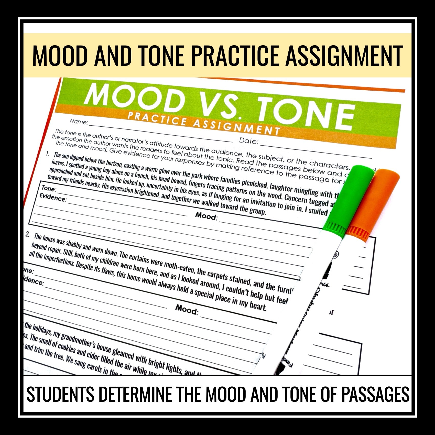 Mood Tone Worksheets Mood And Tone Lesson Presentation And Story