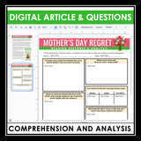 Mother's Day Nonfiction Reading Comprehension Digital Article & Activities