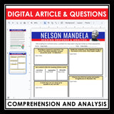 Nelson Mandela Nonfiction Reading Comprehension Digital Article and Activities