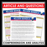 Nelson Mandela Nonfiction Reading Comprehension Article and Activities
