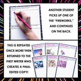New Year's Writing Activity - Fireworks Collaborative Narrative Writing Activity