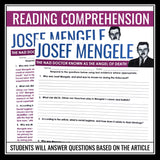 Night by Elie Wiesel - Josef Mengele Historical Context Article and Assignment