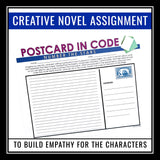 Number the Stars Assignment - Postcard in Code Creative Writing Novel Activity