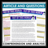 Nonfiction Reading Comprehension Article and Activities - Life in Space